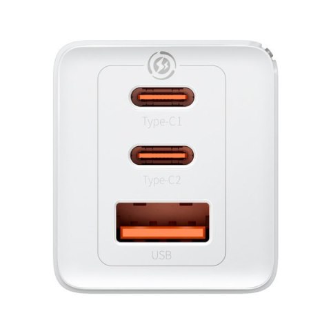 Szybka ładowarka sieciowa GaN 2x USB-C USB 65W + kabel USB-C biała Szybka ładowarka sieciowa GaN 2x USB-C USB 65W + kabel USB-C biała