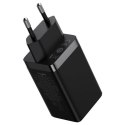 Szybka ładowarka sieciowa GaN 2x USB-C USB 65W + kabel USB-C czarna Szybka ładowarka sieciowa GaN 2x USB-C USB 65W + kabel USB-C czarna