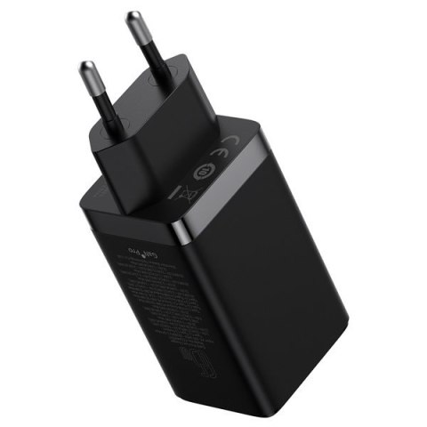 Szybka ładowarka sieciowa GaN 2x USB-C USB 65W + kabel USB-C czarna Szybka ładowarka sieciowa GaN 2x USB-C USB 65W + kabel USB-C czarna