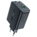 Szybka ładowarka sieciowa GaN 2x USB-C USB-A PPS PD QC4+ 65W czarna Szybka ładowarka sieciowa GaN 2x USB-C USB-A PPS PD QC4+ 65W czarna