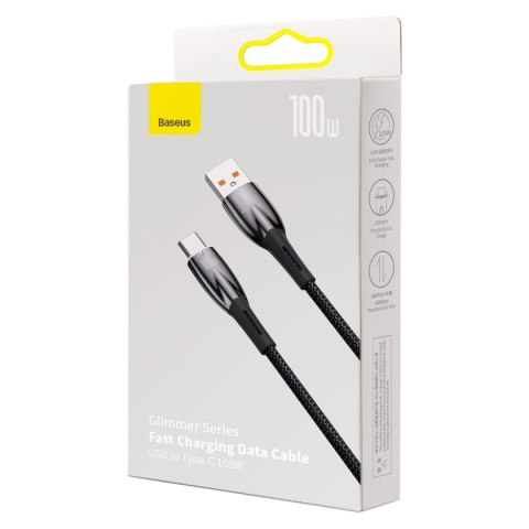 Wytrzymały elastyczny kabel do szybkiego ładowania USB-A - USB-C 100W 1m czarny Wytrzymały elastyczny kabel do szybkiego ładowania USB-A - USB-C 100W 1m czarny