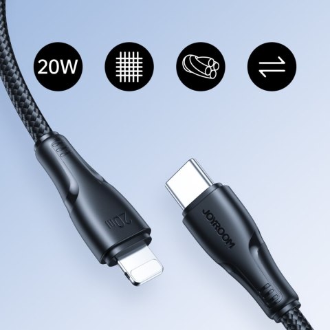 Wytrzymały kabel do iPhone Surpass Series USB-C - Lightning 20W 0.25m czarny Wytrzymały kabel do iPhone Surpass Series USB-C - Lightning 20W 0.25m czarny