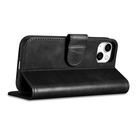 2w1 etui skórzany pokrowiec z klapką iPhone 14 Anti-RFID Oil Wax Wallet Case czarny 2w1 etui skórzany pokrowiec z klapką iPhone 14 Anti-RFID Oil Wax Wallet Case czarny