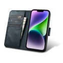 2w1 etui skórzany pokrowiec z klapką iPhone 14 Anti-RFID Oil Wax Wallet Case niebieski 2w1 etui skórzany pokrowiec z klapką iPhone 14 Anti-RFID Oil Wax Wallet Case niebieski