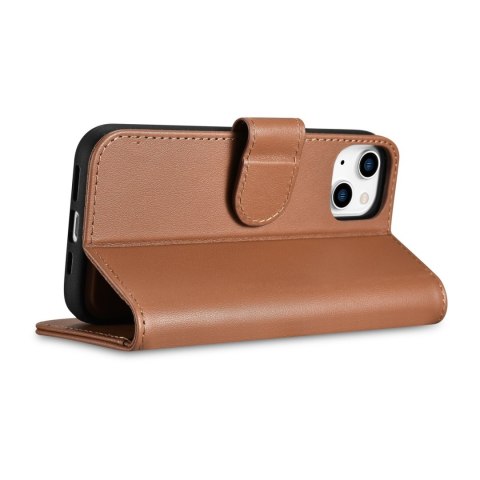 2w1 etui skórzany pokrowiec z klapką iPhone 14 Anti-RFID Wallet Case brązowy 2w1 etui skórzany pokrowiec z klapką iPhone 14 Anti-RFID Wallet Case brązowy