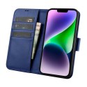 2w1 etui skórzany pokrowiec z klapką iPhone 14 Anti-RFID Wallet Case niebieski 2w1 etui skórzany pokrowiec z klapką iPhone 14 Anti-RFID Wallet Case niebieski