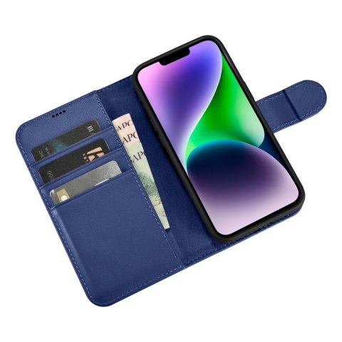 2w1 etui skórzany pokrowiec z klapką iPhone 14 Anti-RFID Wallet Case niebieski 2w1 etui skórzany pokrowiec z klapką iPhone 14 Anti-RFID Wallet Case niebieski