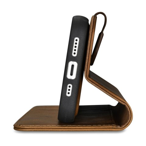 2w1 etui skórzany pokrowiec z klapką iPhone 14 Plus Anti-RFID Oil Wax Wallet Case jasno-brązowy 2w1 etui skórzany pokrowiec z klapką iPhone 14 Plus Anti-RFID Oil Wax Wallet Case jasno-brązowy