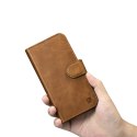 2w1 etui skórzany pokrowiec z klapką iPhone 14 Plus Anti-RFID Oil Wax Wallet Case jasno-brązowy 2w1 etui skórzany pokrowiec z klapką iPhone 14 Plus Anti-RFID Oil Wax Wallet Case jasno-brązowy