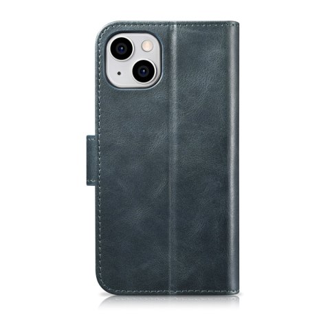 2w1 etui skórzany pokrowiec z klapką iPhone 14 Plus Anti-RFID Oil Wax Wallet Case niebieski 2w1 etui skórzany pokrowiec z klapką iPhone 14 Plus Anti-RFID Oil Wax Wallet Case niebieski
