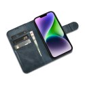 2w1 etui skórzany pokrowiec z klapką iPhone 14 Plus Anti-RFID Oil Wax Wallet Case niebieski 2w1 etui skórzany pokrowiec z klapką iPhone 14 Plus Anti-RFID Oil Wax Wallet Case niebieski