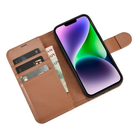 2w1 etui skórzany pokrowiec z klapką iPhone 14 Plus Anti-RFID Wallet Case brązowy 2w1 etui skórzany pokrowiec z klapką iPhone 14 Plus Anti-RFID Wallet Case brązowy