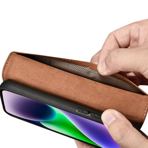 2w1 etui skórzany pokrowiec z klapką iPhone 14 Plus Anti-RFID Wallet Case brązowy 2w1 etui skórzany pokrowiec z klapką iPhone 14 Plus Anti-RFID Wallet Case brązowy
