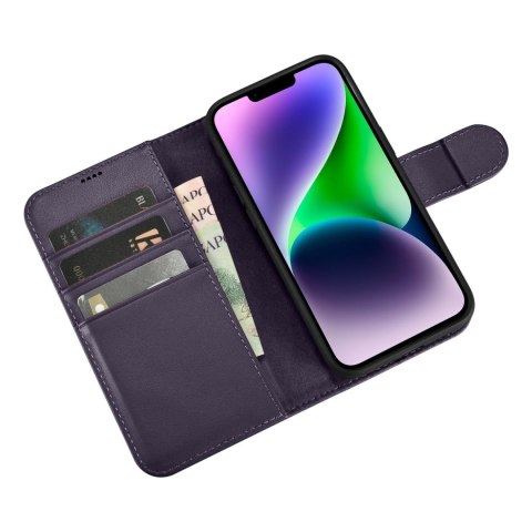 2w1 etui skórzany pokrowiec z klapką iPhone 14 Plus Anti-RFID Wallet Case ciemnofioletowy 2w1 etui skórzany pokrowiec z klapką iPhone 14 Plus Anti-RFID Wallet Case ciemnofioletowy