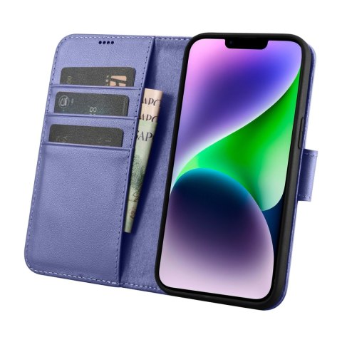 2w1 etui skórzany pokrowiec z klapką iPhone 14 Plus Anti-RFID Wallet Case jasnofioletowy 2w1 etui skórzany pokrowiec z klapką iPhone 14 Plus Anti-RFID Wallet Case jasnofioletowy