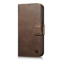 2w1 etui skórzany pokrowiec z klapką iPhone 14 Pro Anti-RFID Oil Wax Wallet Case ciemno-brązowy 2w1 etui skórzany pokrowiec z klapką iPhone 14 Pro Anti-RFID Oil Wax Wallet Case ciemno-brązowy