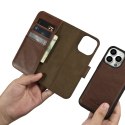 2w1 etui skórzany pokrowiec z klapką iPhone 14 Pro Anti-RFID Oil Wax Wallet Case ciemno-brązowy 2w1 etui skórzany pokrowiec z klapką iPhone 14 Pro Anti-RFID Oil Wax Wallet Case ciemno-brązowy