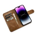 2w1 etui skórzany pokrowiec z klapką iPhone 14 Pro Anti-RFID Oil Wax Wallet Case jasno-brązowy 2w1 etui skórzany pokrowiec z klapką iPhone 14 Pro Anti-RFID Oil Wax Wallet Case jasno-brązowy