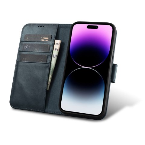 2w1 etui skórzany pokrowiec z klapką iPhone 14 Pro Anti-RFID Oil Wax Wallet Case niebieski 2w1 etui skórzany pokrowiec z klapką iPhone 14 Pro Anti-RFID Oil Wax Wallet Case niebieski