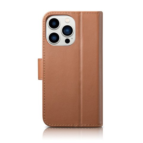 2w1 etui skórzany pokrowiec z klapką iPhone 14 Pro Anti-RFID Wallet Case brązowy 2w1 etui skórzany pokrowiec z klapką iPhone 14 Pro Anti-RFID Wallet Case brązowy