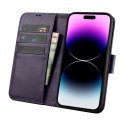 2w1 etui skórzany pokrowiec z klapką iPhone 14 Pro Anti-RFID Wallet Case ciemnofioletowy 2w1 etui skórzany pokrowiec z klapką iPhone 14 Pro Anti-RFID Wallet Case ciemnofioletowy