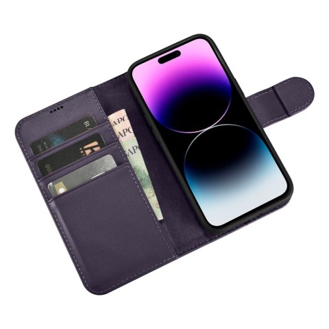 2w1 etui skórzany pokrowiec z klapką iPhone 14 Pro Anti-RFID Wallet Case ciemnofioletowy 2w1 etui skórzany pokrowiec z klapką iPhone 14 Pro Anti-RFID Wallet Case ciemnofioletowy
