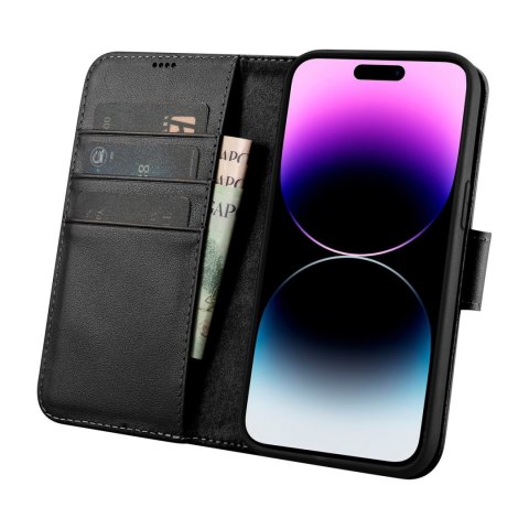 2w1 etui skórzany pokrowiec z klapką iPhone 14 Pro Anti-RFID Wallet Case czarny 2w1 etui skórzany pokrowiec z klapką iPhone 14 Pro Anti-RFID Wallet Case czarny