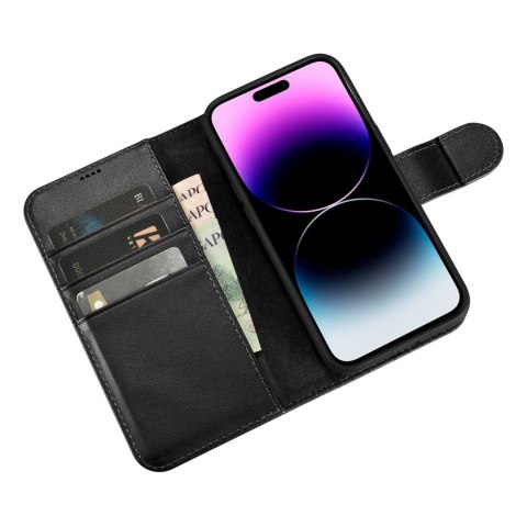 2w1 etui skórzany pokrowiec z klapką iPhone 14 Pro Anti-RFID Wallet Case czarny 2w1 etui skórzany pokrowiec z klapką iPhone 14 Pro Anti-RFID Wallet Case czarny