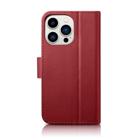 2w1 etui skórzany pokrowiec z klapką iPhone 14 Pro Anti-RFID Wallet Case czerwony 2w1 etui skórzany pokrowiec z klapką iPhone 14 Pro Anti-RFID Wallet Case czerwony