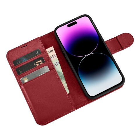 2w1 etui skórzany pokrowiec z klapką iPhone 14 Pro Anti-RFID Wallet Case czerwony 2w1 etui skórzany pokrowiec z klapką iPhone 14 Pro Anti-RFID Wallet Case czerwony
