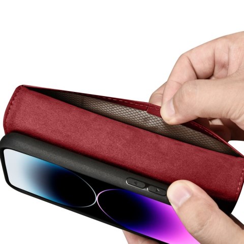 2w1 etui skórzany pokrowiec z klapką iPhone 14 Pro Anti-RFID Wallet Case czerwony 2w1 etui skórzany pokrowiec z klapką iPhone 14 Pro Anti-RFID Wallet Case czerwony