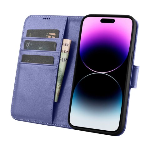 2w1 etui skórzany pokrowiec z klapką iPhone 14 Pro Anti-RFID Wallet Case jasnofioletowy 2w1 etui skórzany pokrowiec z klapką iPhone 14 Pro Anti-RFID Wallet Case jasnofioletowy