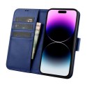 2w1 etui skórzany pokrowiec z klapką iPhone 14 Pro Anti-RFID Wallet Case niebieski 2w1 etui skórzany pokrowiec z klapką iPhone 14 Pro Anti-RFID Wallet Case niebieski