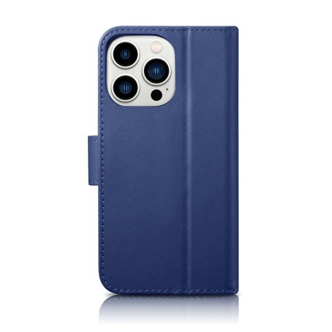 2w1 etui skórzany pokrowiec z klapką iPhone 14 Pro Anti-RFID Wallet Case niebieski 2w1 etui skórzany pokrowiec z klapką iPhone 14 Pro Anti-RFID Wallet Case niebieski