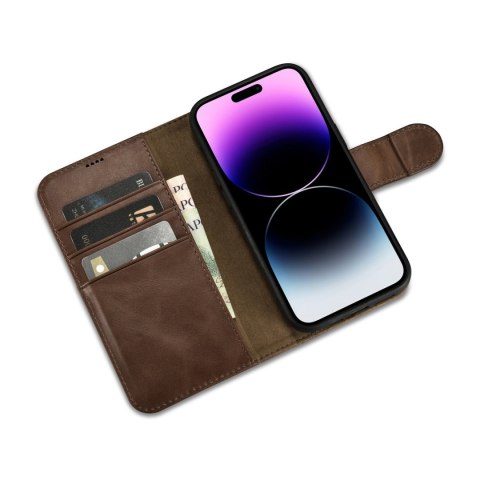 2w1 etui skórzany pokrowiec z klapką iPhone 14 Pro Max Anti-RFID Oil Wax Wallet Case ciemno-brązowy 2w1 etui skórzany pokrowiec z klapką iPhone 14 Pro Max Anti-RFID Oil Wax Wallet Case ciemno-brązowy