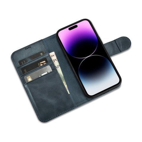 2w1 etui skórzany pokrowiec z klapką iPhone 14 Pro Max Anti-RFID Oil Wax Wallet Case niebieski 2w1 etui skórzany pokrowiec z klapką iPhone 14 Pro Max Anti-RFID Oil Wax Wallet Case niebieski