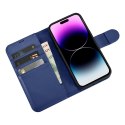 2w1 etui skórzany pokrowiec z klapką iPhone 14 Pro Max Anti-RFID Wallet Case niebieski 2w1 etui skórzany pokrowiec z klapką iPhone 14 Pro Max Anti-RFID Wallet Case niebieski
