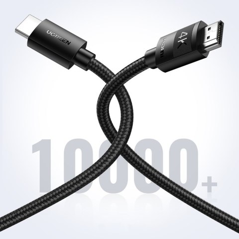 Kabel przewód audio wideo HDMI 2.0 4K wytrzymały w oplocie 1m czarny Kabel przewód audio wideo HDMI 2.0 4K wytrzymały w oplocie 1m czarny