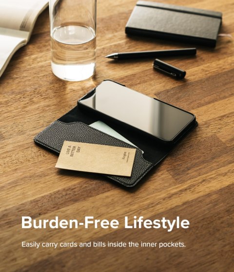 Skórzane etui pokrowiec z klapką do Galaxy S22+ Folio Signature czarny Skórzane etui pokrowiec z klapką do Galaxy S22+ Folio Signature czarny