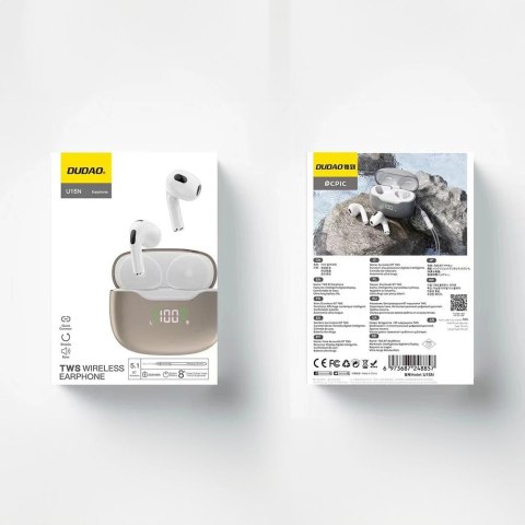 Słuchawki bezprzewodowe Bluetooth 5.1 TWS U15N LED białe Słuchawki bezprzewodowe Bluetooth 5.1 TWS U15N LED białe