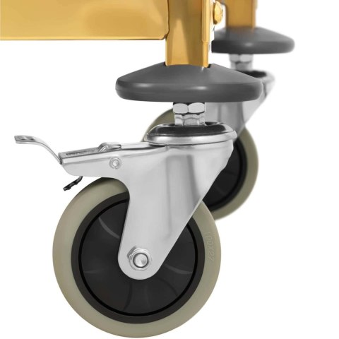 Wózek kelnerski cateringowy do serwowania 3 półki 69 x 40 cm do 240 kg - złoty Wózek kelnerski cateringowy do serwowania 3 półki 69 x 40 cm do 240 kg - złoty