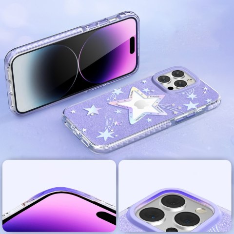 Etui pokrowiec w gwiazdki iPhone 14 Plus Heart Star Series PURPLE STAR Etui pokrowiec w gwiazdki iPhone 14 Plus Heart Star Series PURPLE STAR