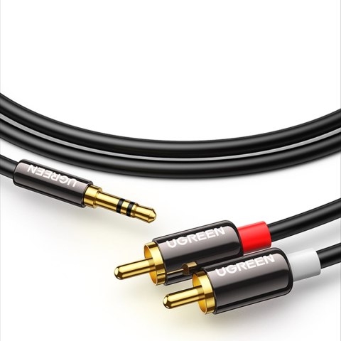 Kabel przewód audio 3.5 mm mini jack - 2x RCA 5m czarny Kabel przewód audio 3.5 mm mini jack - 2x RCA 5m czarny