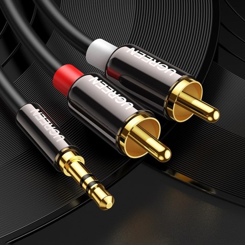 Kabel przewód audio 3.5 mm mini jack - 2x RCA 5m czarny Kabel przewód audio 3.5 mm mini jack - 2x RCA 5m czarny