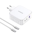 Ładowarka sieciowa GaN Nexode USB-A 2x USB-C 140W + kabel USB-C 1.5m biała