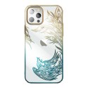 Luksusowe etui iPhone 14 Plus z kryształami Phoenix Series złoto-niebieskie Luksusowe etui iPhone 14 Plus z kryształami Phoenix Series złoto-niebieskie