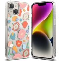 Pancerne etui pokrowiec z żelową ramką iPhone 14 Plus Fusion Design Floral przezroczysty Pancerne etui pokrowiec z żelową ramką iPhone 14 Plus Fusion Design Floral przezroczysty