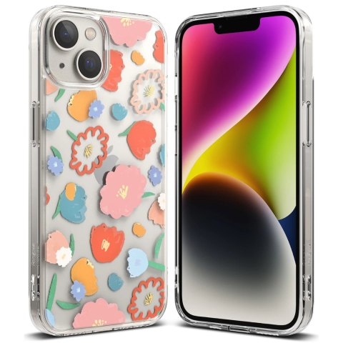 Pancerne etui pokrowiec z żelową ramką iPhone 14 Plus Fusion Design Floral przezroczysty Pancerne etui pokrowiec z żelową ramką iPhone 14 Plus Fusion Design Floral przezroczysty