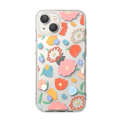 Pancerne etui pokrowiec z żelową ramką iPhone 14 Plus Fusion Design Floral przezroczysty Pancerne etui pokrowiec z żelową ramką iPhone 14 Plus Fusion Design Floral przezroczysty