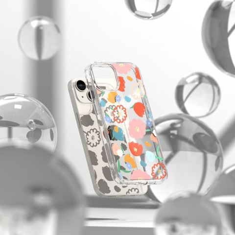 Pancerne etui pokrowiec z żelową ramką iPhone 14 Plus Fusion Design Floral przezroczysty Pancerne etui pokrowiec z żelową ramką iPhone 14 Plus Fusion Design Floral przezroczysty